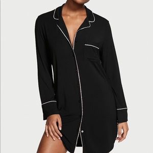 Victoria’s Secret Modal Sleepshirt Black w Angel Pink Piping